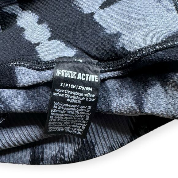 PINK VICTORIA’S SECRET PINK ACTIVE VSX Women’s Black Gray Tie-Dye Ribbed Biker S - Picture 6 of 8